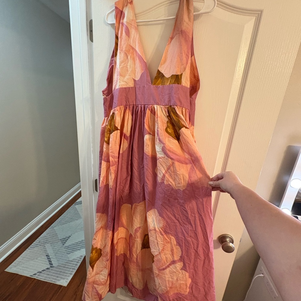 NWT wrap around, tie back, floral dress